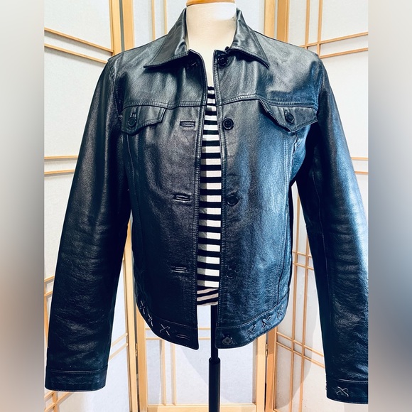 Black Leather Jacket Womens size L - Picture 3 of 10